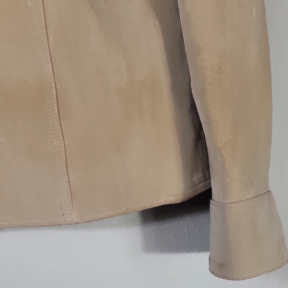 Y2K Cherokee Womens 100% Leather Jacket Size M Tan Suede Button 90s Vintage Bike - Picture 5 of 13